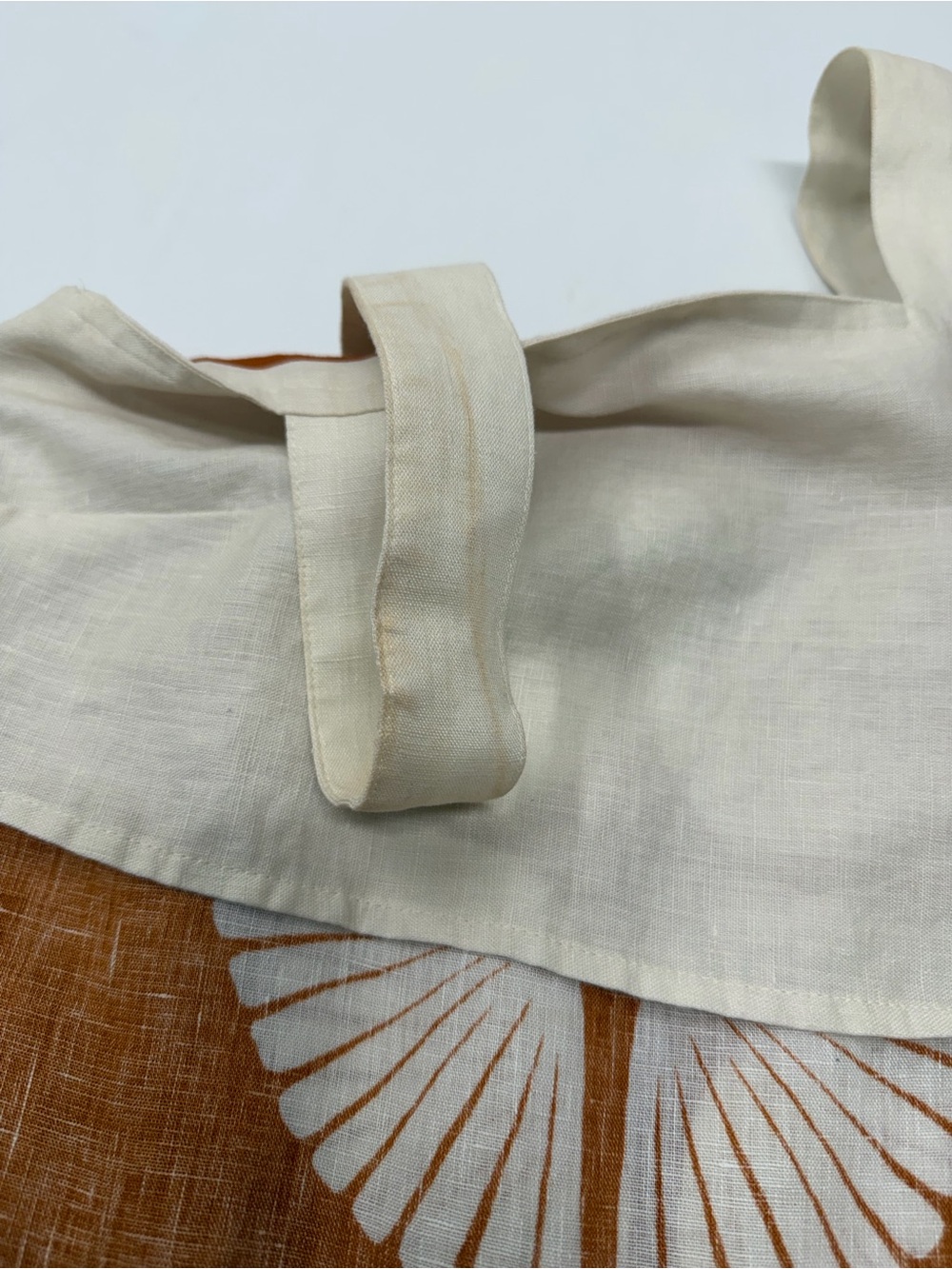 Magaschoni 100% Linen Brown & Cream Geometric Sleeveless Dress - Picture 10 of 13
